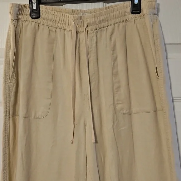 Lucky Brand Linen Elastic Waist Cream Pants - Picture 2 of 12